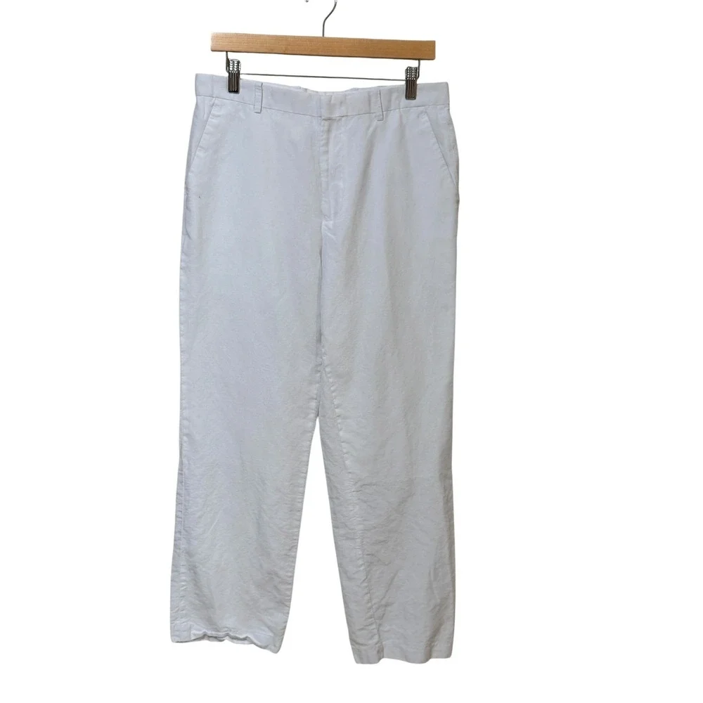 INC International Concepts Mens White Linen Cotton Blend Straight Pants 30x30